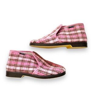 Finlayson Suomi Aito Reino & Aino Wool Slippers Pink Plaid Men’s Size 40 EU Warm
